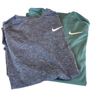 Nike Swim Dri Fit Shirt Short Sleeve Lot 2 Mens Medium UPF 40 Rash Guard